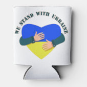 我々は感動的ウクライナと共に立つメッセージ 缶クーラー (正面)