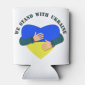 我々は感動的ウクライナと共に立つメッセージ 缶クーラー (裏面)