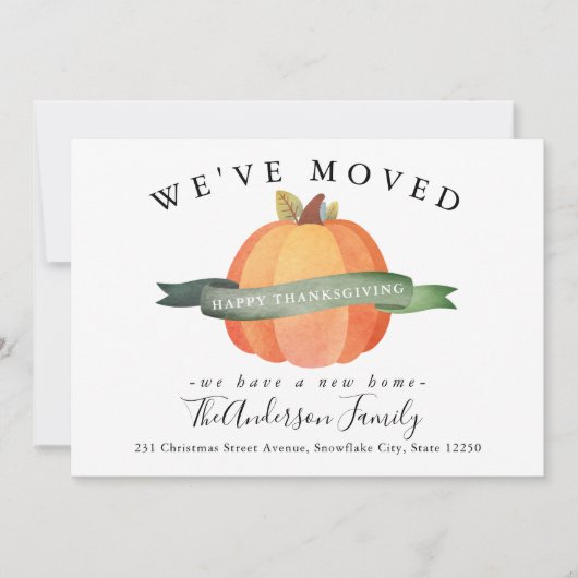 我々は感謝祭かぼちゃのホリデームービング移動 案内状 (正面)
