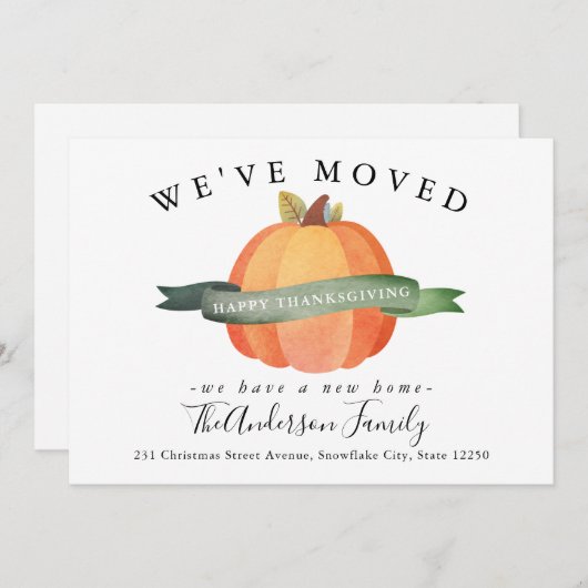 我々は感謝祭かぼちゃのホリデームービング移動 案内状 (正面/裏面)
