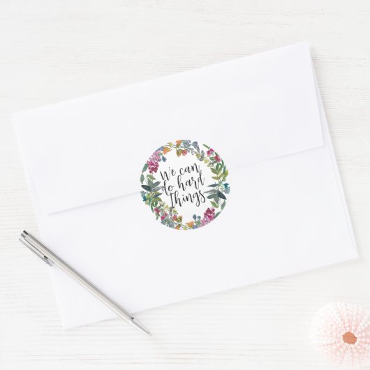 我々は懸命事ができる感動的引用文フローラ ラウンドシール (封筒)