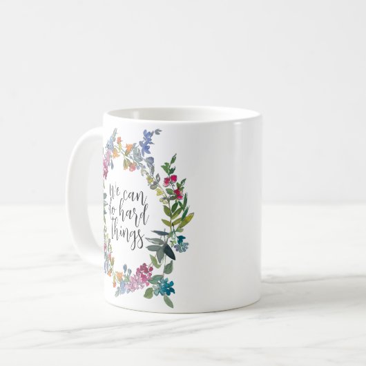 我々は懸命事ができる感動的引用文モダン コーヒーマグカップ (正面左)