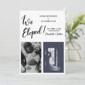 我々は手書きカジュアルの結婚二つの写真を駆け落とした 案内状 (スタンド正面)