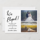 我々は手書きカジュアルの2つの結婚写真を駆け落ちた 案内状 (正面)