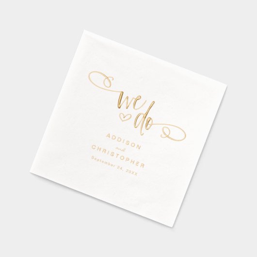 我々は手書きスクリプト結婚の金ゴールドを行う 箔ナプキン (左)