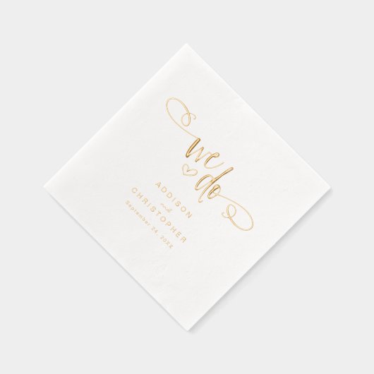 我々は手書きスクリプト結婚の金ゴールドを行う 箔ナプキン (右)