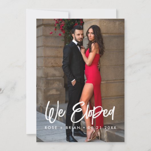 我々は投げスタイリッシュ出し結婚た写真発表 案内状 (正面)