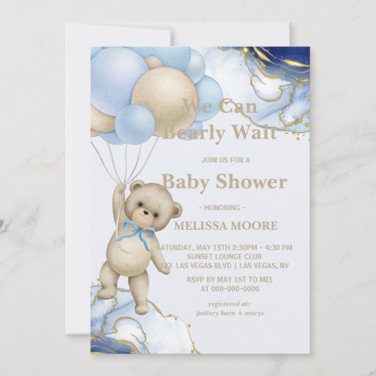 我々は抽象芸術ブルー金ゴールドを待つ 招待状 (正面)