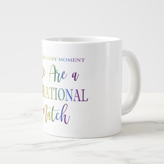 我々は振動マッチ虹の文字 おもしろい ジャンボコーヒーマグカップ (正面右)