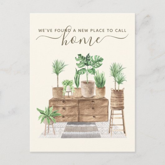 我々は新しいアドレスかわいいぼほ水の色の植物 シーズンポストカード (正面)