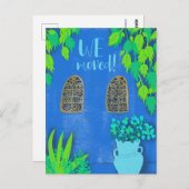 我々は新しいホームブルーガーデンボタニカルムービング移動 ポストカード (正面/裏面)