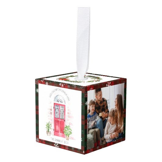 我々は新しいホームレッドドアの休日の写真を移動した キューブオーナメント (正面アングル)