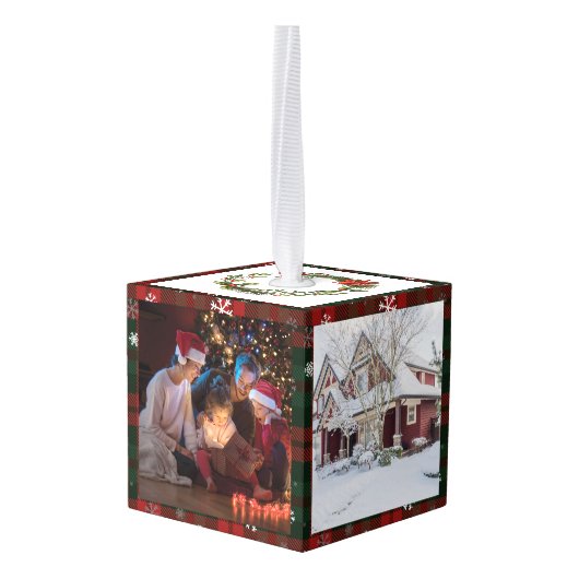 我々は新しいホームレッドドアの休日の写真を移動した キューブオーナメント (裏面アングル)