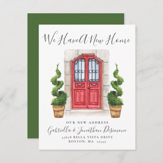 我々は新しいホームレッドドアの水の色Anno移動している 案内状 (正面/裏面)