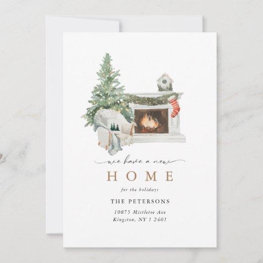 我々は新しい家の冬の動く発表を持っている 案内状 (正面)