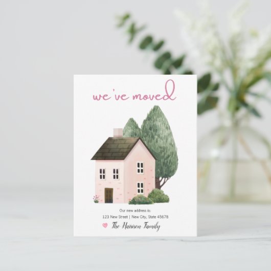 我々は新しい家庭告知ポストカードを移動しました ポストカード (スタンド正面)