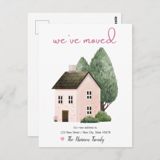 我々は新しい家庭告知ポストカードを移動しました ポストカード (正面/裏面)