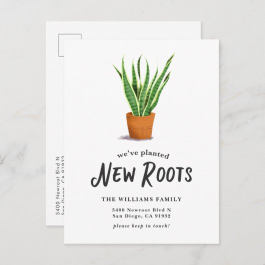我々は新しい根を植えた植物の動き 案内ポストカード (正面/裏面)