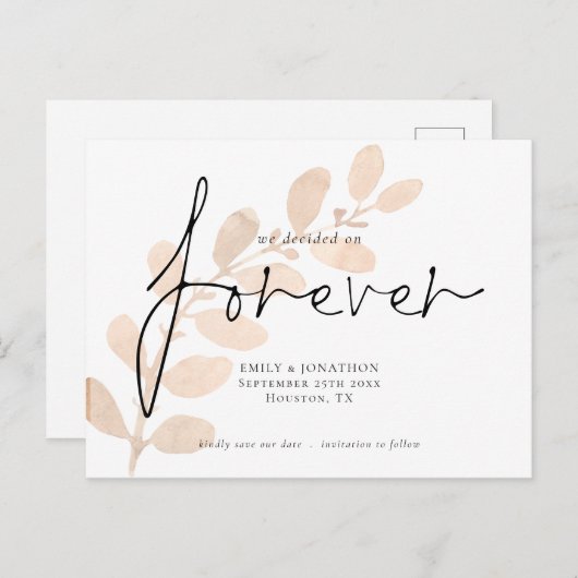 我々は日付を除いて永遠に桃の葉を決めた インビテーションポストカード (正面/裏面)