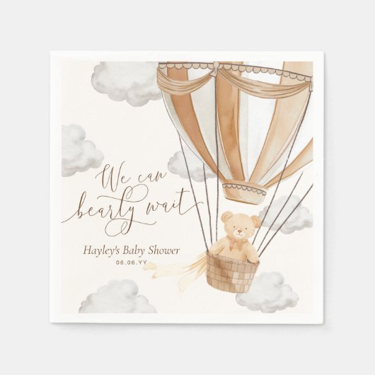 我々は日焼けベビーシャワーを待つことができる スタンダードカクテルナプキン (正面)