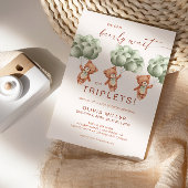 我々は早くセージ緑の三つ子のベビーシャワーを待つことができる 招待状