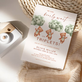 我々は早くセージ緑の三つ子のベビーシャワーを待つことができる 招待状