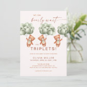 我々は早くセージ緑の三つ子のベビーシャワーを待つことができる 招待状 (スタンド正面)