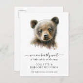 我々は早く待つことができる絵を描ベビーベア 案内ポストカード (正面/裏面)