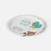 我々は明らかにニュートラルテディベア赤ちゃんシャワーを待つことができる ペーパープレート (アングル)