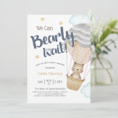 我々は明らかにニュートラルテディベア赤ちゃんシャワーを待つことができる 招待状 (スタンド正面)