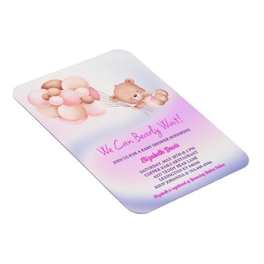 我々は明らかにピンク紫の女の子の赤ちゃんシャワーを待つことができる マグネット (右側)