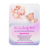 我々は明らかにピンク紫の女の子の赤ちゃんシャワーを待つことができる マグネット (縦)