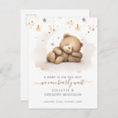 我々は明らかに寝ているベビーベア妊娠を待つことができる 案内ポストカード (正面/裏面)