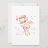 我々は明らかに待つことができますピンクのテディベア赤ちゃんシャワー 招待状 (裏面)