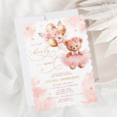 我々は明らかに待つことができますピンクのテディベア赤ちゃんシャワー 招待状