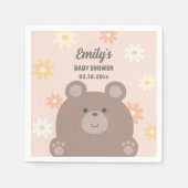 我々は明らかに待つことができますピンクのデイジー女の子の赤ちゃんシャワー スタンダードカクテルナプキン (正面)