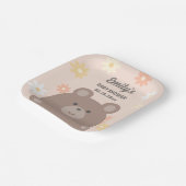 我々は明らかに待つことができますピンクのデイジー女の子の赤ちゃんシャワー ペーパープレート (傾斜あり)