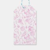 我々は明らかに待つことができますピンクのPoohクマ赤ちゃんシャワー ギフトタグ (裏面)