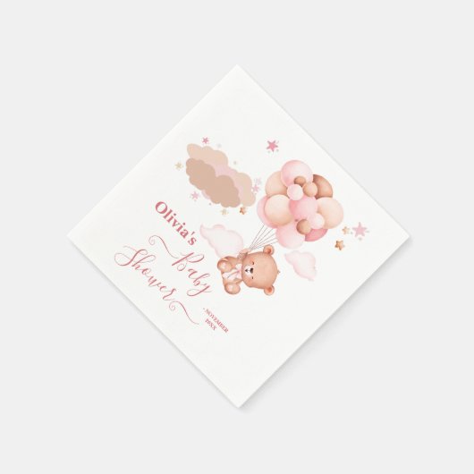 我々は明らかに待つことができますピンクのPoohクマ赤ちゃんシャワー スタンダードカクテルナプキン (角)