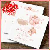 我々は明らかに待つことができますピンクのPoohクマ赤ちゃんシャワー スタンダードカクテルナプキン