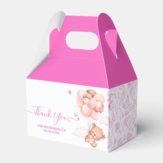 我々は明らかに待つことができますピンクのPoohクマ赤ちゃんシャワー フェイバーボックス (正面サイド)
