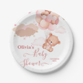 我々は明らかに待つことができますピンクのPoohクマ赤ちゃんシャワー ペーパープレート (正面)