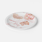 我々は明らかに待つことができますピンクのPoohクマ赤ちゃんシャワー ペーパープレート (アングル)