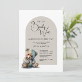 我々は明らかに待つことができる水の色をクマ赤ちゃんシャワー 招待状 (スタンド正面)