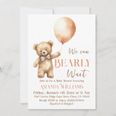 我々は明らかに待つことができる水の色をクマ赤ちゃんシャワー 招待状 (正面)