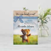 我々は明らかに待つことができる水色の少年の赤ちゃんシャワー 招待状 (スタンド正面)