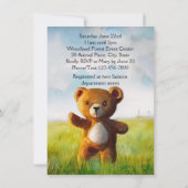 我々は明らかに待つことができる水色の少年の赤ちゃんシャワー 招待状 (裏面)