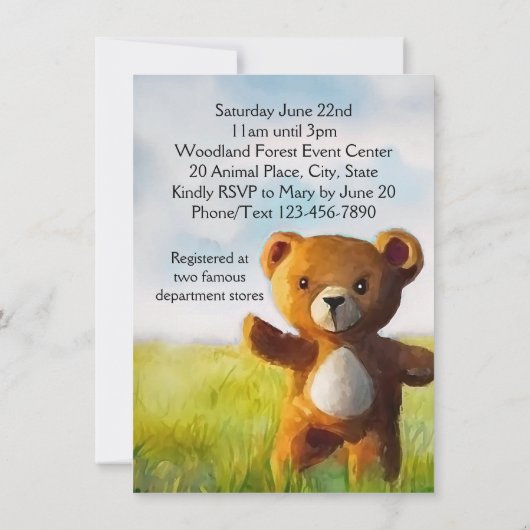 我々は明らかに待つことができる水色の少年の赤ちゃんシャワー 招待状 (裏面)