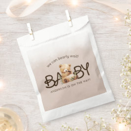 我々は明らかに待つことができる水色の赤ちゃんシャワー フェイバーバッグ