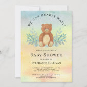 我々は明らかに待つことができる水色の赤ちゃんシャワー 招待状 (正面)